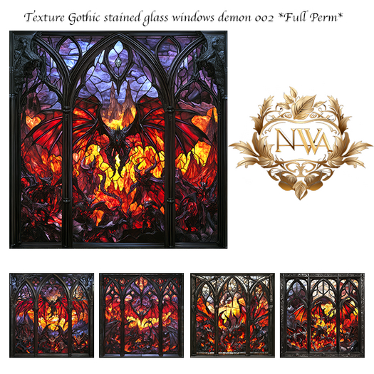 Second Life Marketplace - 5pc Gothic stained windows demons texture ...