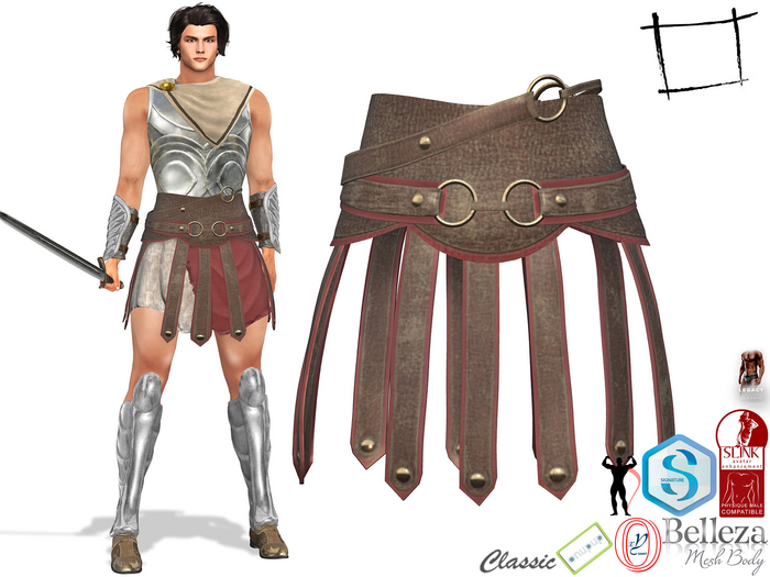 Full Perm Men's Roman Soldier Belt Slink Male, Belleza Jake, Signature Gianni, Onupup, Gamit, Adin, Legacy Male