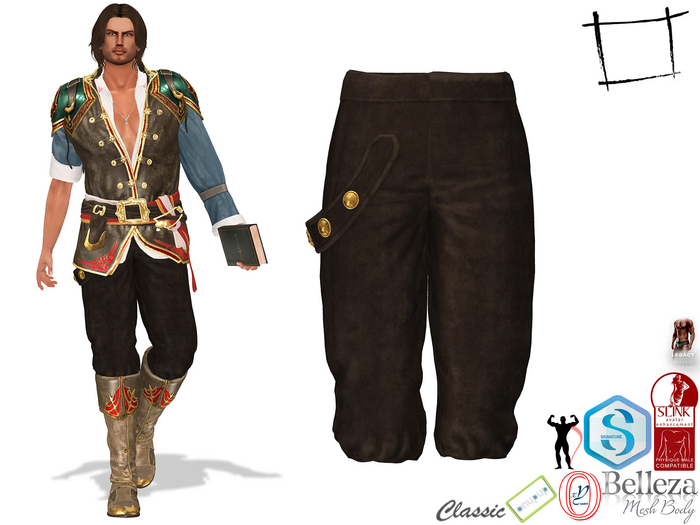 Full Perm Men's Medieval Pirate Pants Slink Male, Belleza Jake, Signature Gianni, Onupup, Gamit, Adin, Legacy Male