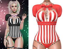 Blair Bolero, Corset + Thong Outfit 2.0 [Ruby Red] - Maitreya Lara • LaraX • Petite • PetiteX • Legacy • Reborn