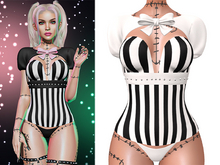 Blair Bolero, Corset + Thong Outfit 2.0 [White] - Maitreya Lara • LaraX • Petite • PetiteX • Legacy • Reborn