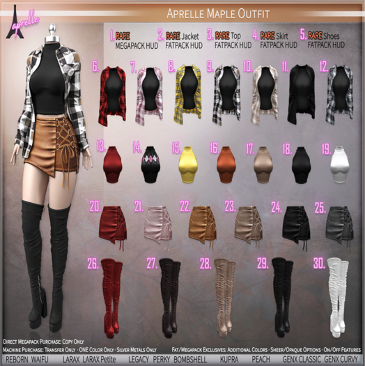 1. aprelle maple outfit MEGAPACK HUD RARE