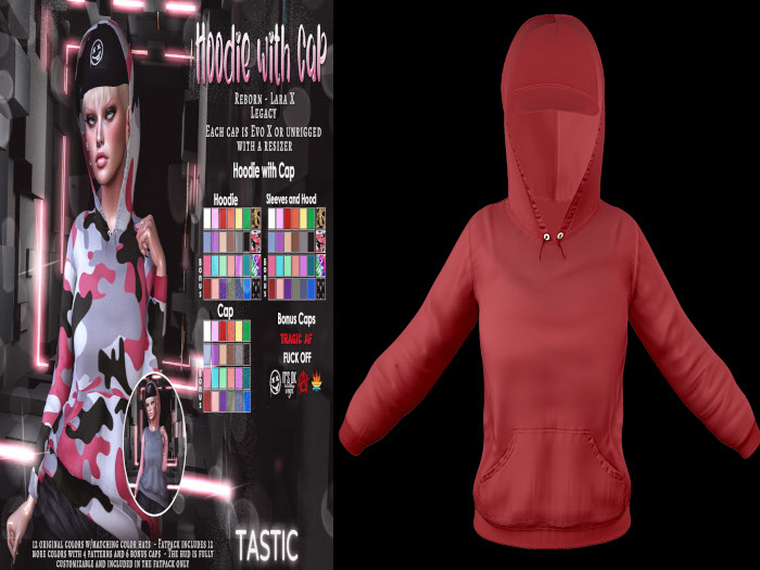 Tastic-Hoodie with Cap Red Women's