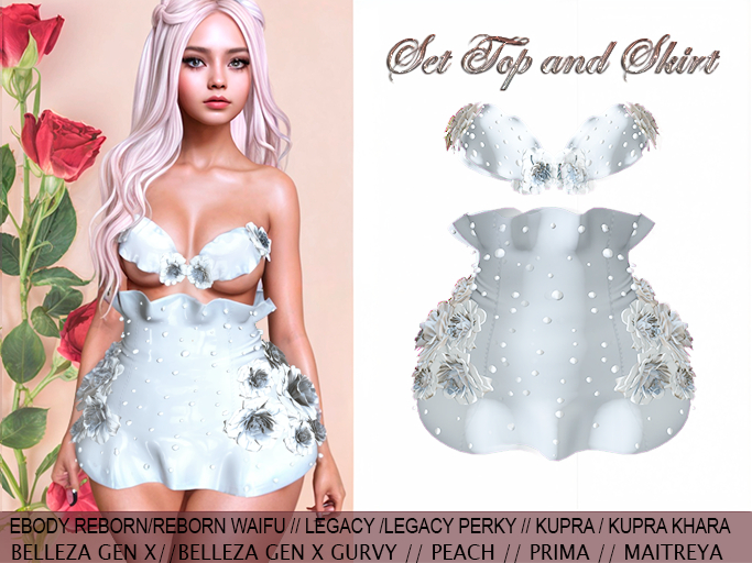 InStyle SET  White With Roses,Pearls,Glitter -  PROMO