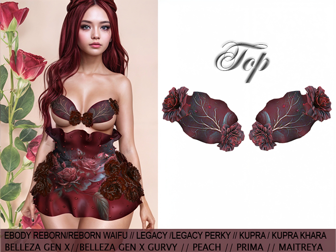 InStyle Top with roses - Red