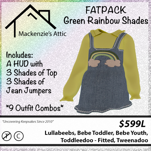 [M.A.] Rainbow Jean Jumper with Green Tops