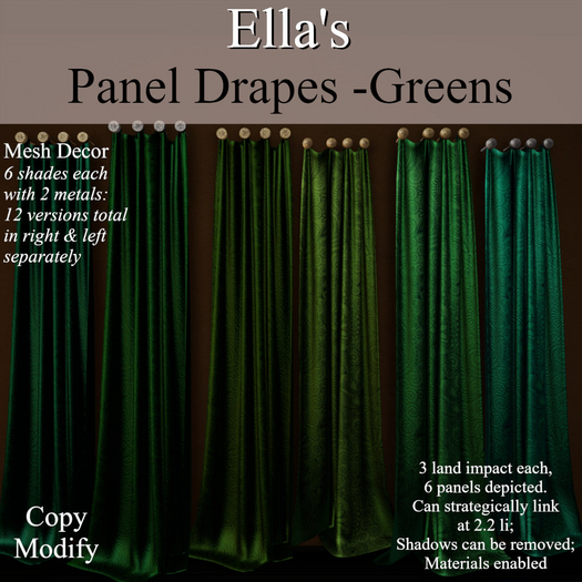 Ella's Panel Drapes - Greens