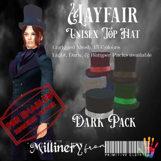 PRIMitive Millinery - Mayfair Top Hat Dark Pack