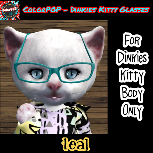 ColorPOP - Dinkies Kitty Glasses - Teal BOX (ADD to Unpack)