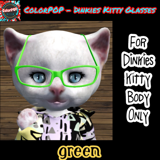 ColorPOP - Dinkies Kitty Glasses - Green BOX (ADD to Unpack)
