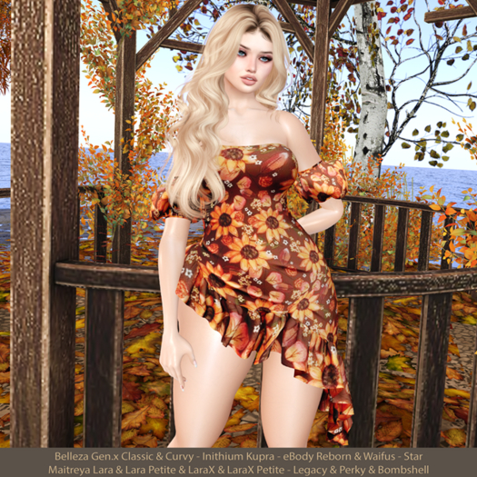 Heba Dress Floral 1: Belleza Gen.X - Inithium Kupra - eBody Reborn & Waifu - Maitreya LaraX - Legacy Perky Bombshell