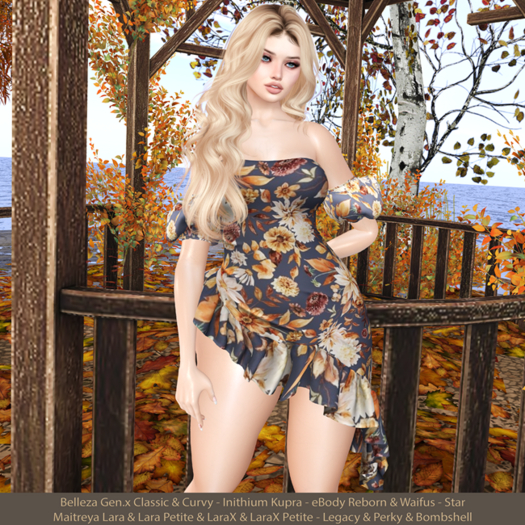 Heba Dress Floral 3: Belleza Gen.X - Inithium Kupra - eBody Reborn & Waifu - Maitreya LaraX - Legacy Perky Bombshell