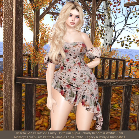 Heba Dress Floral 5: Belleza Gen.X - Inithium Kupra - eBody Reborn & Waifu - Maitreya LaraX - Legacy Perky Bombshell