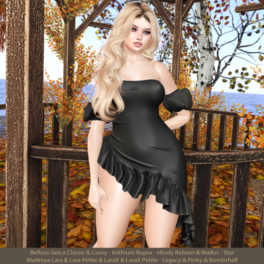 Heba Dress Black: Belleza Gen.X - Inithium Kupra - eBody Reborn & Waifu - Maitreya LaraX - Legacy Perky Bombshell
