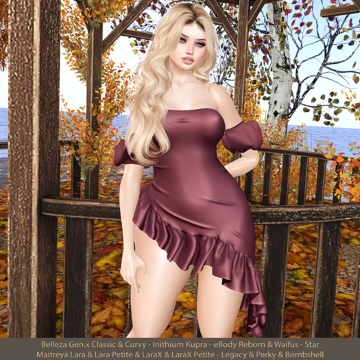 Heba Dress Rose: Belleza Gen.X - Inithium Kupra - eBody Reborn & Waifu - Maitreya LaraX - Legacy Perky Bombshell