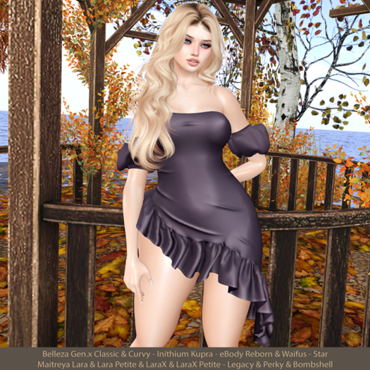 Heba Dress Plum: Belleza Gen.X - Inithium Kupra - eBody Reborn & Waifu - Maitreya LaraX - Legacy Perky Bombshell