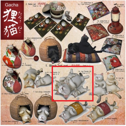 14[[RH]] TANUKINEKO Gacha Cat Family