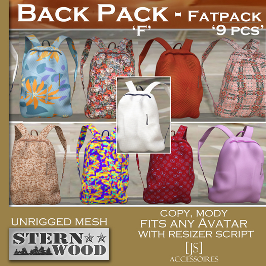 {JS} Back Packs 'Female Selection' - Fatpack - 9 pcs
