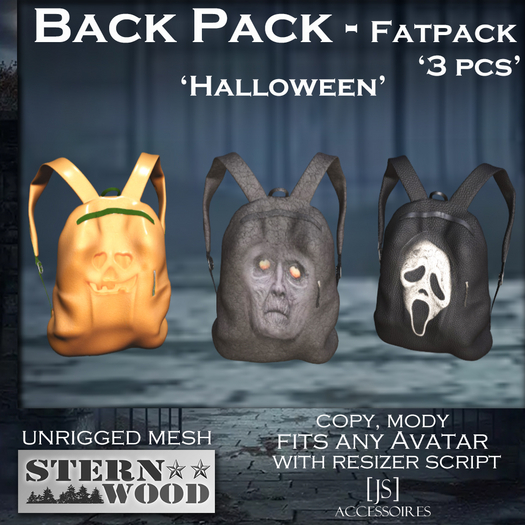 {JS} Back Packs 'Halloween' - Fatpack - 3 pcs