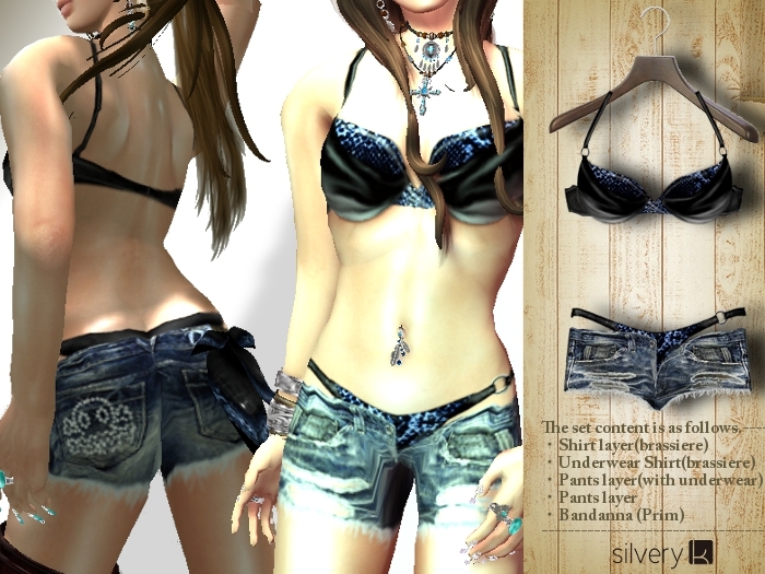 *:..Silvery K..*Damaged Hot Pants(Blue)