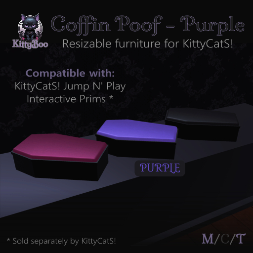 !KittyBoo Coffin Poof - Leather, Purple