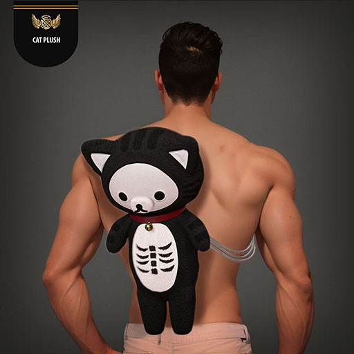 STOP-Cat Plush- Black Skeleton