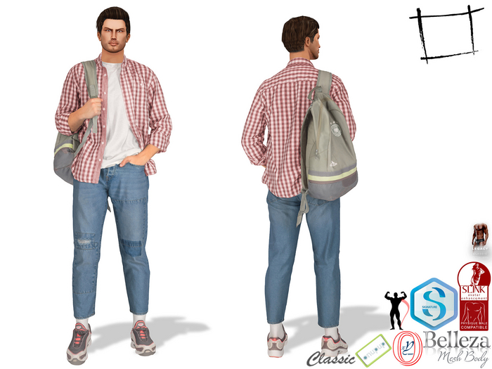 Hands in Pocket Outfit Backpack Outfit Slink Male, Belleza Jake, Signature Gianni, Onupup, Gamit, Adin, Legacy Male