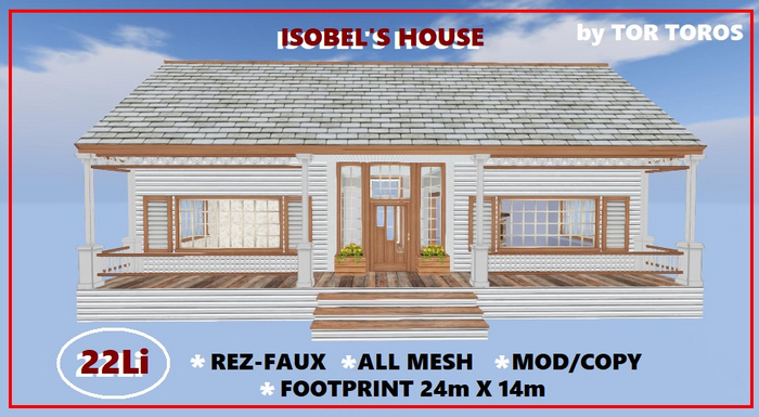 REZ-FAUX ISOBEL'S HOUSE 22Li (BOXED)