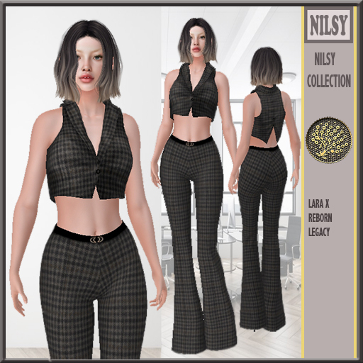 TWEED VEST&FLARED PANTS