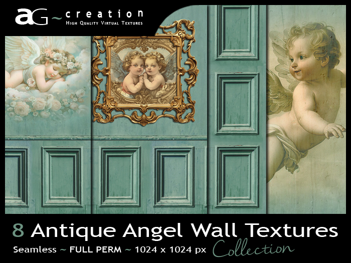 Second Life Marketplace - ~AG~ Creation ~ Antique Angel Wall Textures ...
