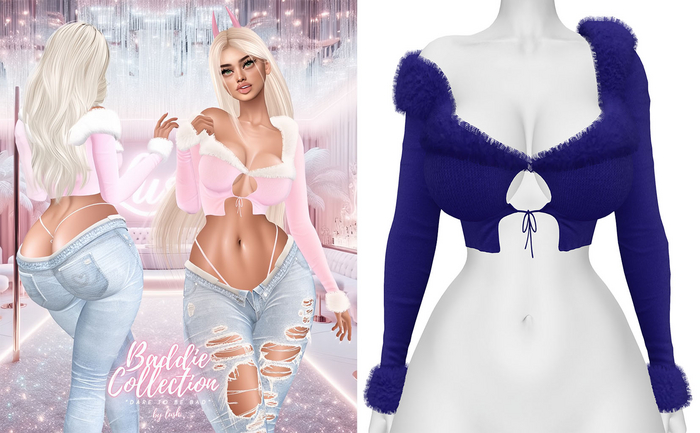 Lush - Baddie Fur Top Navy
