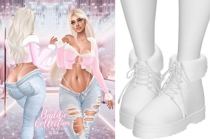Lush - Baddie Fur Boots White