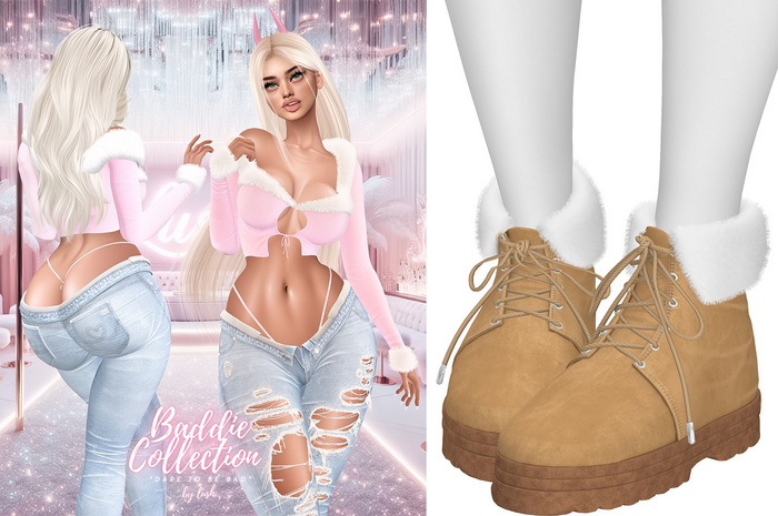 Lush - Baddie Fur Boots Sand