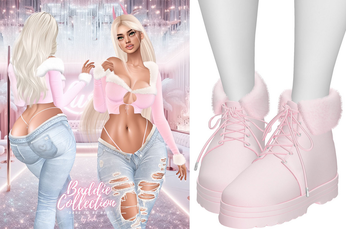 Lush - Baddie Fur Boots Peach Pink