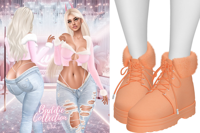 Lush - Baddie Fur Boots Orange