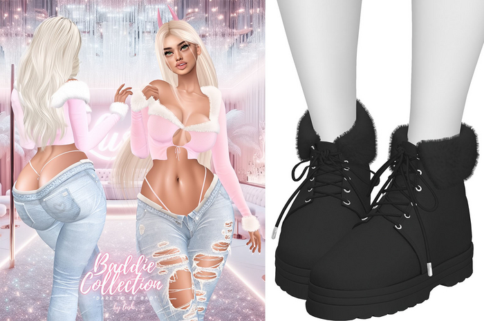 Lush - Baddie Fur Boots Onyx