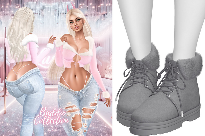 Lush - Baddie Fur Boots Grey