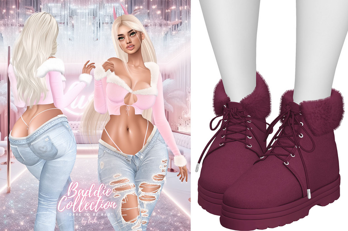 Lush - Baddie Fur Boots Bordeaux