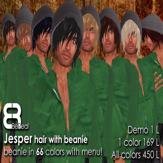BeReal Jesper Hair with Beanie Pack *99 L$ SALE*