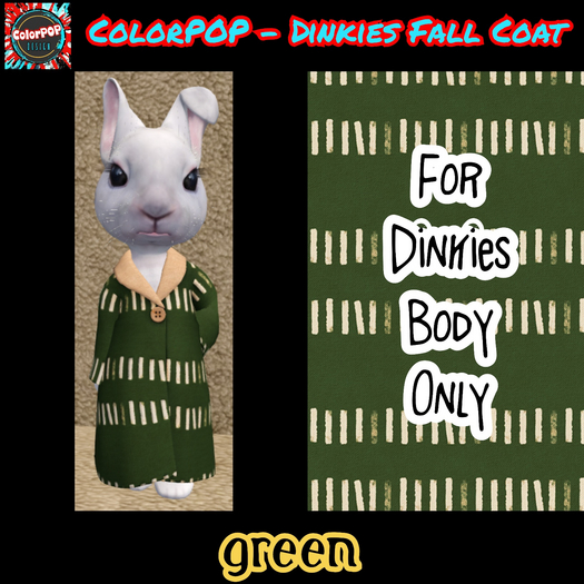 ColorPOP - Dinkies Fall Coat - Green BOX (ADD to Unpack)