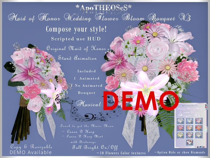 DEMO MAID OF HONOR WEDDING FLOWER BLOOM  BOUQUET V3