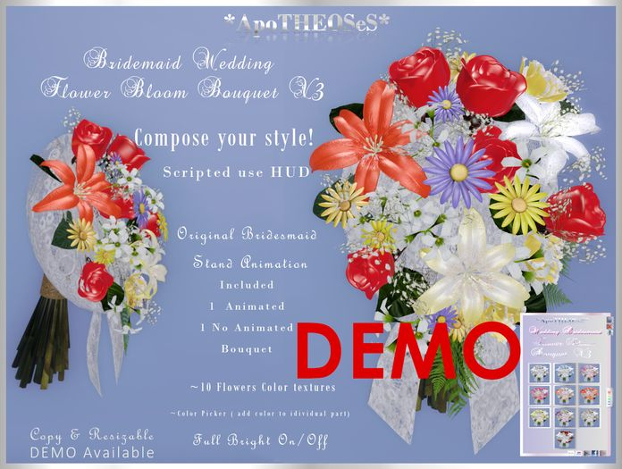 DEMO BRIDESMAID WEDDING FLOWER BLOOM  BOUQUET V3