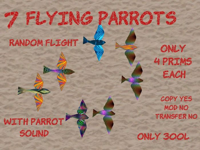 7 flying parrots boxed