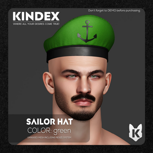 .KindeX. 24I12 Sailor Hat - green