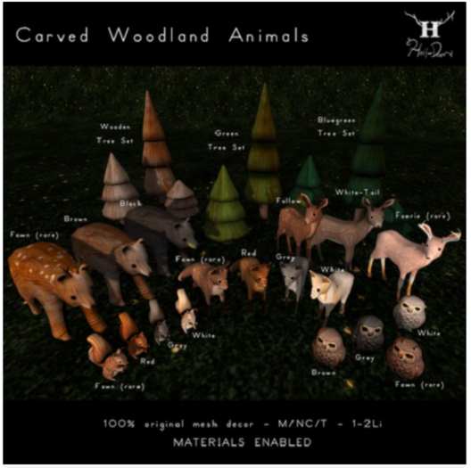 +Half-Deer+ Carved Woodland Trees (Green Tall)