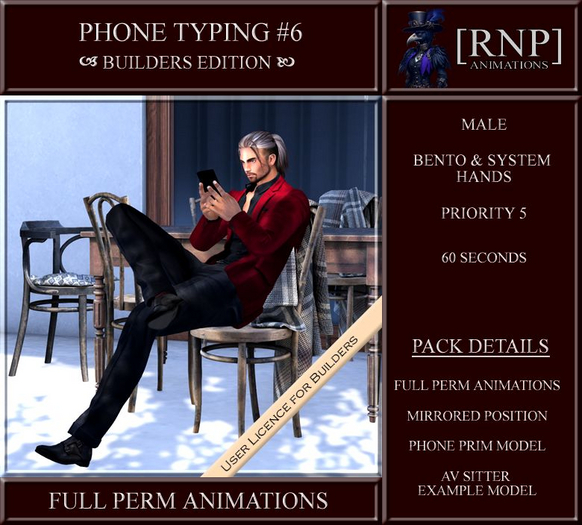[RNP] Phone Typing #6 Full Perm Bento Animation Male Phone Typing for Basic Chair 