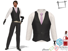 Full Perm Men's Modern Samurai Shirt With Tie And Buttoned Vest Slink Male, Belleza Jake, Signature Gianni, Legacy Male