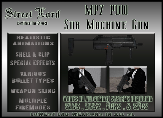 MP7 Sub- Machine Gun Street Lord Weapon SMG UZI Style