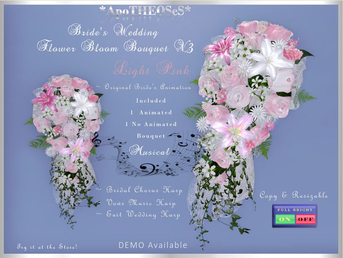  Light Pink Bride 's Wedding Flower Bloom Bouquet V3