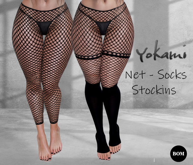 Yokami~Neli Black Net Stockings  (BOM)